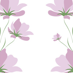 Wildflowers, outline floral design elements isolated on white background. Hand drawn flowers, buds and leaves.