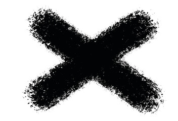 X - Watercolor letters over white background with color black