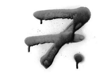 Black spray stain number seven 7 isolated on white background, photo with clipping path