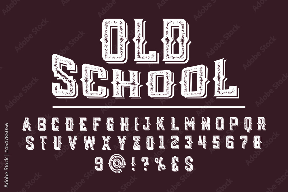 Poster typeface alphabet font script handcrafted handwritten vector label design old style.shadow effect.vi