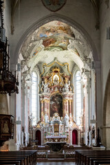 Fototapeta na wymiar The Pfarrkirche St. Andrä (Church of Saint Andrew) in Lienz in the East Tirol (Osttirol) in Austria.