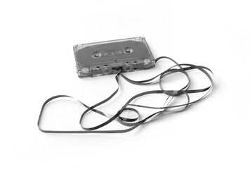 Vintage audio tape cassette isolated on white background. 1980s recorder collection. Recorder. Old...