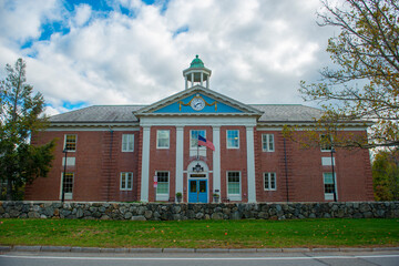 Lincoln Town Hall at 16 Lincoln Road in historic town center of Lincoln, Massachusetts MA, USA. 