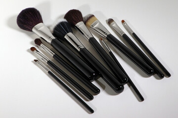 Black Makeup Brush Set on White #2