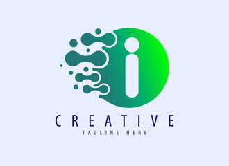 Logo I, template design, letter I with light yellow and dark green gradient pattern