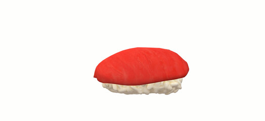 3d illustration of salmon sushi isolated on white background