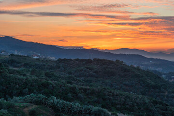landscape of mountains, sunset and clouds with a beautiful sky, the nature of Algeria in North...