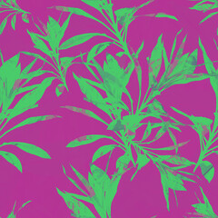 Seamless  tropical flower, plant and leaf pattern background, botanical style. Stylish flowers