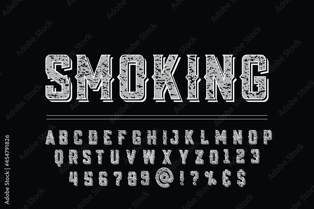 Poster typeface alphabet font script handcrafted handwritten vector label design old style.shadow effect.vi