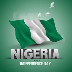 happy independence day Nigeria greetings. vector illustration design - obrazy, fototapety, plakaty