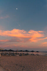 Orange, yellow, bright and beautiful sunrise on the Atlantic Coast, view from Island outside of Charleston, South Carolina