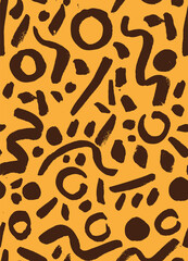 Modern Leopard Print Hand Drawn with a Brush Vector  Seamless Pattern.  Design for Fabric, Wrapping Paper, Gift Cards etc.
