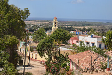 Fototapeta na wymiar Tower of St. Francis of Assisi Convent and Church in UNESCO World Heritage Trinidad, Cuba