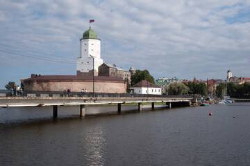 View of Vyborg castle and St. Olav’s tower. Summer season. European part of Russia.