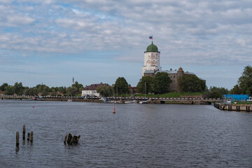 View of Vyborg castle and St. Olav’s tower. Summer season. European part of Russia.