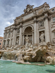 Naklejka na ściany i meble Trevi Fountain in Rome in stormy weather.