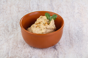 Traditional Jewish Hummus with olive oil