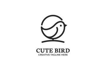 Cute Small Bird Monoline Logo