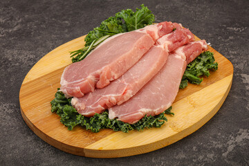 Raw pork steak for cooking