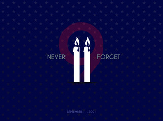 9/11 USA Never Forget September 11, 2001. the concept with 2 candles on a black background. Vector conceptual illustration for Patriot Day USA poster or banner.
