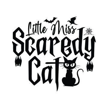 Little Miss Scared Cat Halloween SVG Cut File