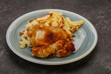 Pork schnitzel with roasted potato