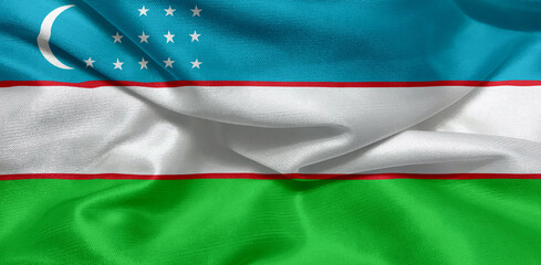 waving uzbekistan flag