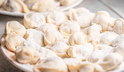 Dumplings made of dough with meat