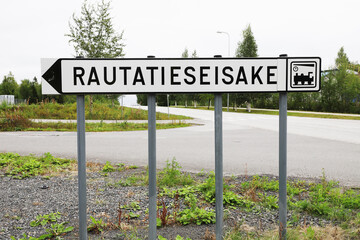 Finnish railroad stiation road signpost