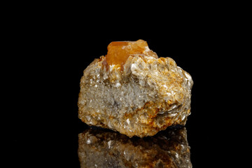 Macro Mineral Stone Sheelit on a black background