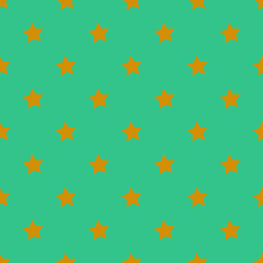 Gold stars on a turquoise background. Seamless pattern for any use.