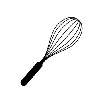 recommend clip art: Kitchen whisk vector icon. Hand drawn sketch illustration isolated on white background. Cook flour mixer for whipping eggs and cream. Doodle cooking logo. Culinary whisk symbol