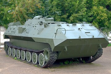 Soviet armored car. Military tracked command armored personnel carrier