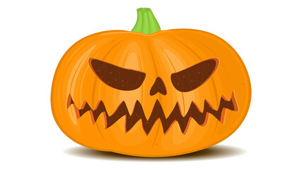 Halloween pumpkin on a white background, orange pumpkin with different shapes and faces. Vector illustration.