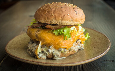 hamburger on a plate
