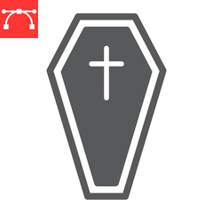 Obraz premium Coffin glyph icon, holiday and halloween, tomb vector icon, vector graphics, editable stroke solid sign, eps 10.