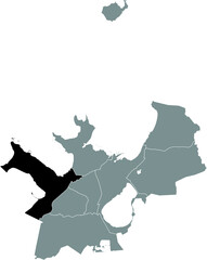 Fototapeta na wymiar Black location map of the Tallinner Haabersti district inside gray urban districts map of the Estonian capital city of Tallinn, Estonia