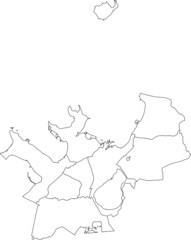 Simple blank white vector map with black borders of urban city districts of Tallinn, Estonia