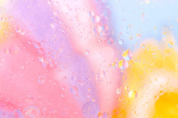 Abstract background with stripes of different colors, water, oil, bubbles