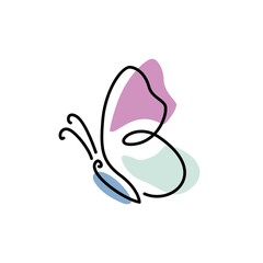 Butterfly Logo Simple And elegant, monoline and colorful