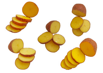 raw potato sliced ​​isolated on white background