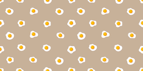 Fried eggs seamless pattern. Simple design for textile wrapping paper Vector illustration isolated on brown background
