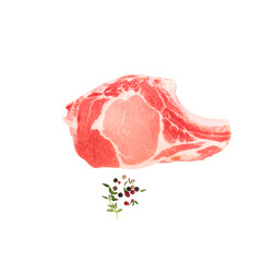 fresh raw pork isolated on white background with clipping path
