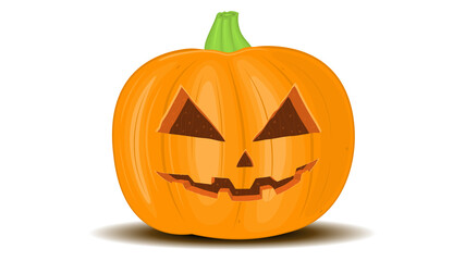 Halloween pumpkin on a white background, orange pumpkin with different shapes and faces. Vector illustration.