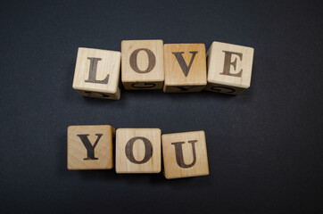 love you wooden cubes with letters