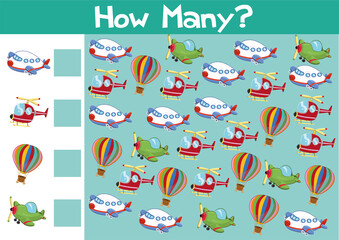Obraz premium Counting air crafts game. Illustration for children in vector format.