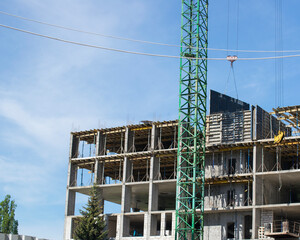 Construction site with crane and building