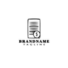 coin in paper cartoon logo template icon design vector illustration