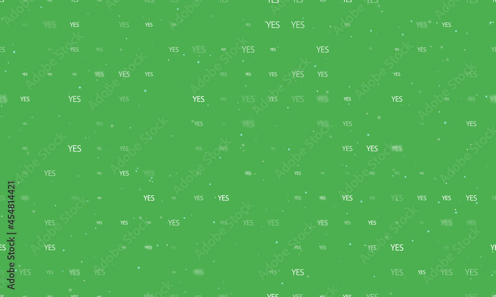 Poster seamless background pattern of evenly spaced white yes symbols of different sizes and opacity. vecto