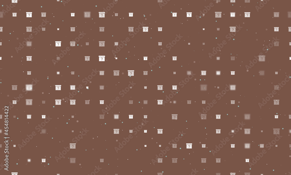 Poster seamless background pattern of evenly spaced white gift box with a question symbols of different siz